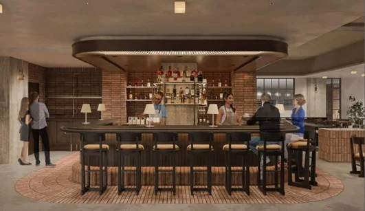 ホテルフロントと融合した「レセプションバーカウンター」イメージ