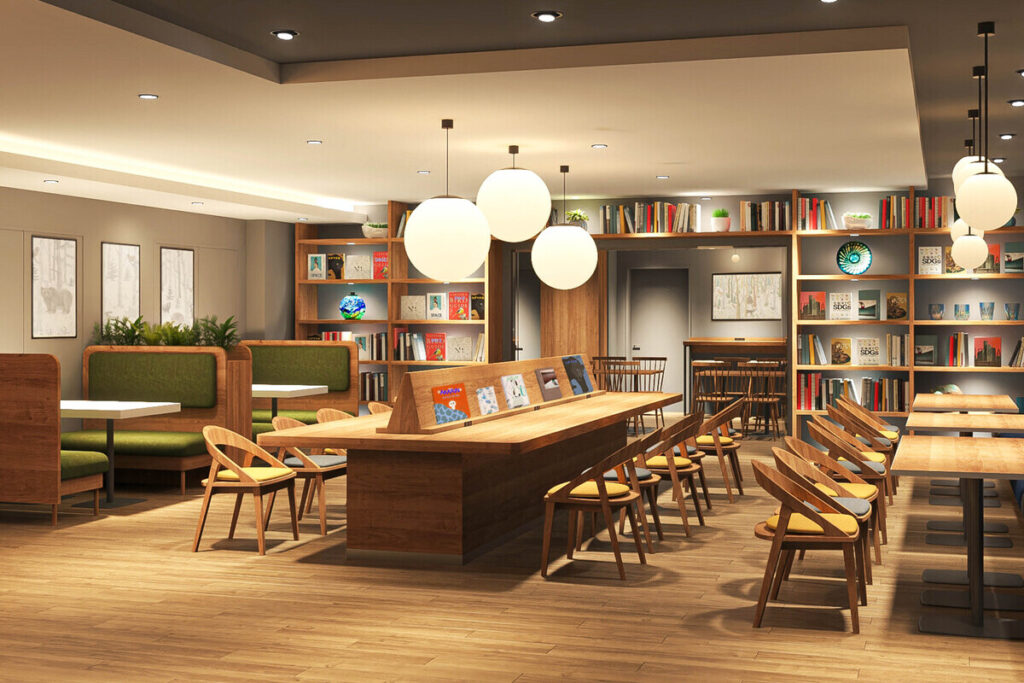 札幌の要素を取り入れた空間Comfort Library Cafe