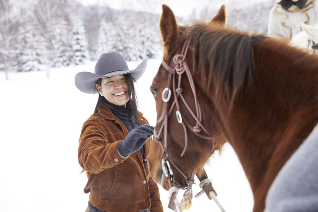 星野リゾート トマムの看板馬「ガロ」との触れ合い