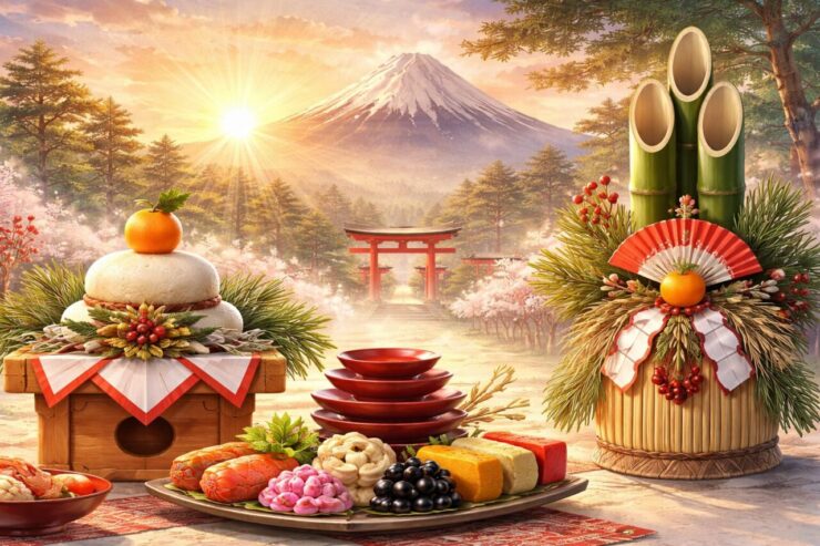 日本の正月文化はどこから生まれたのか。弥生時代の年神信仰、雑煮と餅の由来、初詣が寺社行事になった理由まで、起源から現代までの歴史をわかりやすく解説します。