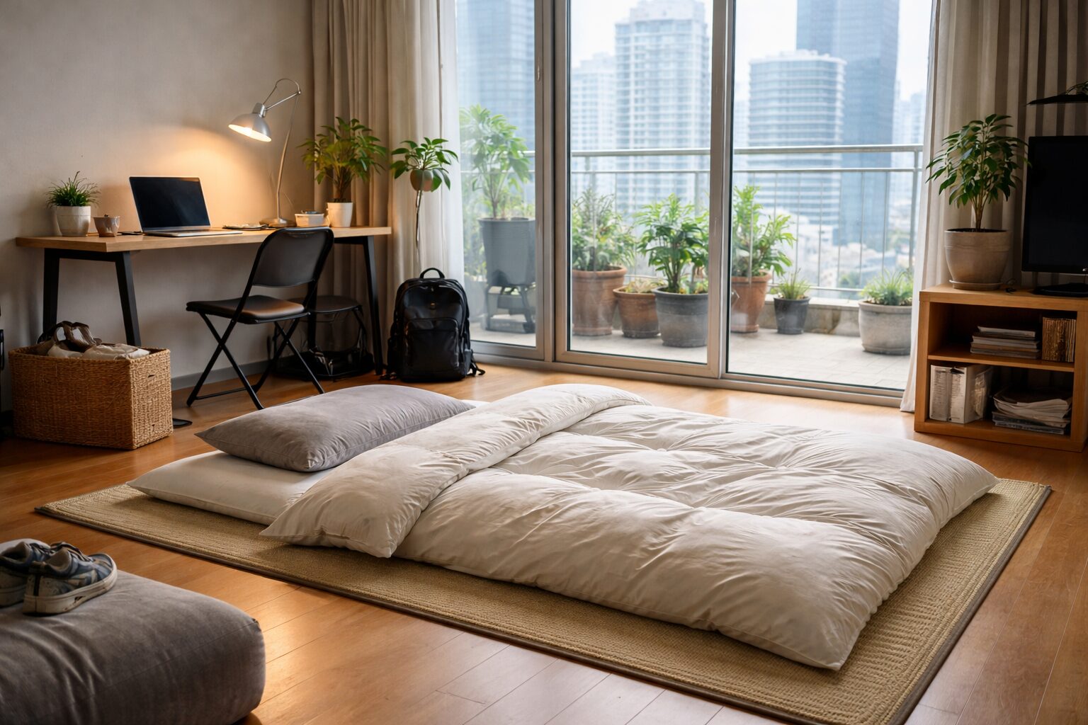 アメリカではベッド文化が主流です。それでも都市部を中心に、空間効率や住環境の制約から布団に近い寝方を選ぶ人が現れています。その背景を構造的に整理します。