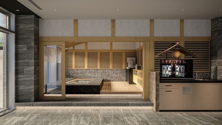 東急ステイ京都三条烏丸1階に新設した休憩処「足湯」イメージ