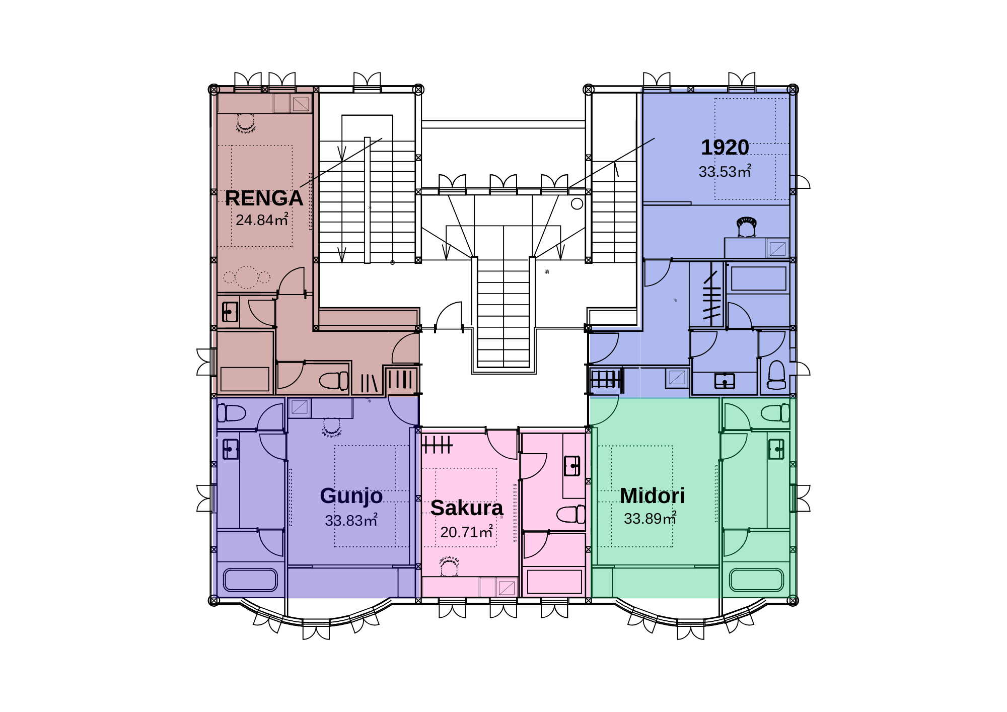 T9 HAKODATE 2Fホテルレイアウト