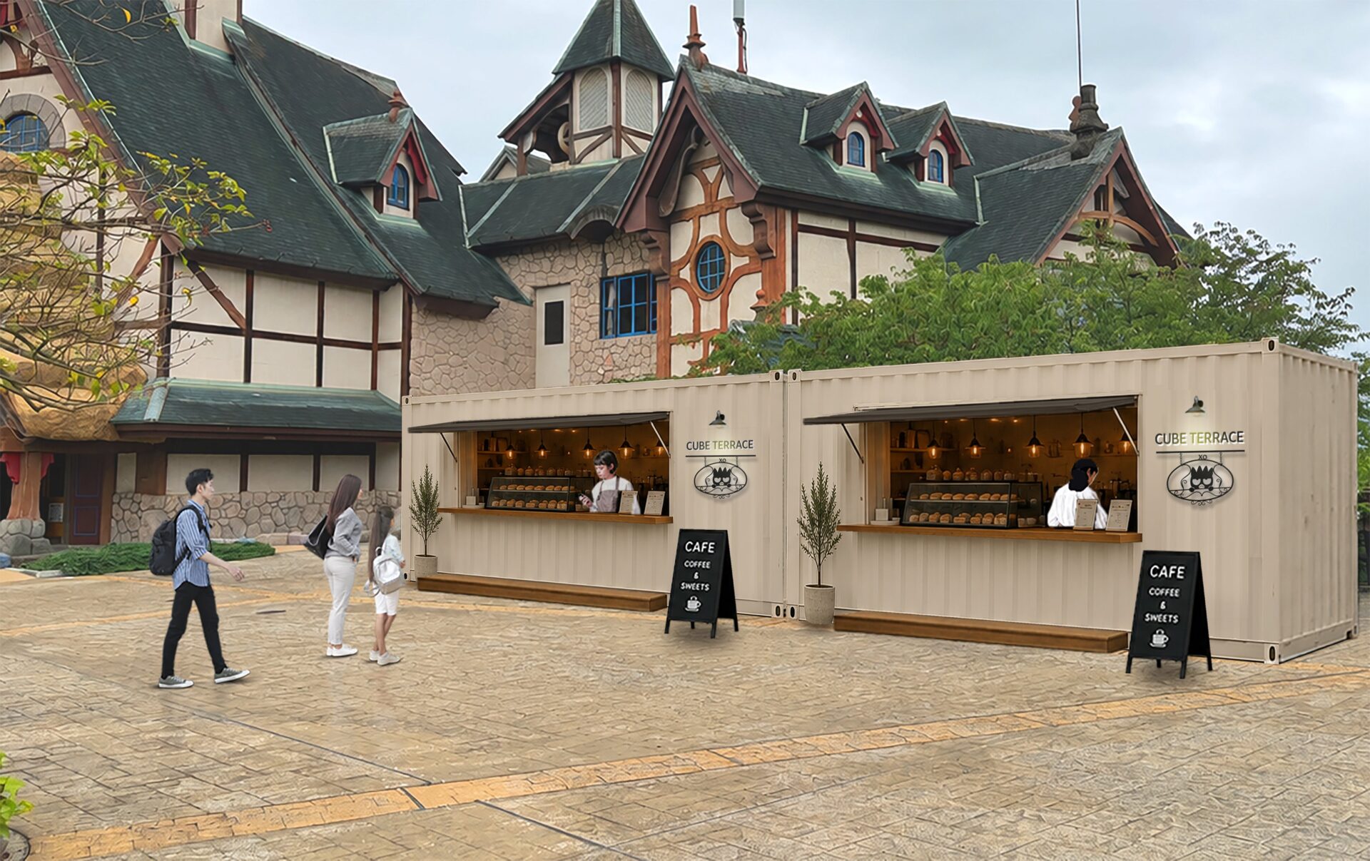 バッドばつ丸デザインのフードブース「BADTZ Cube Terrace(仮称)」イメージ