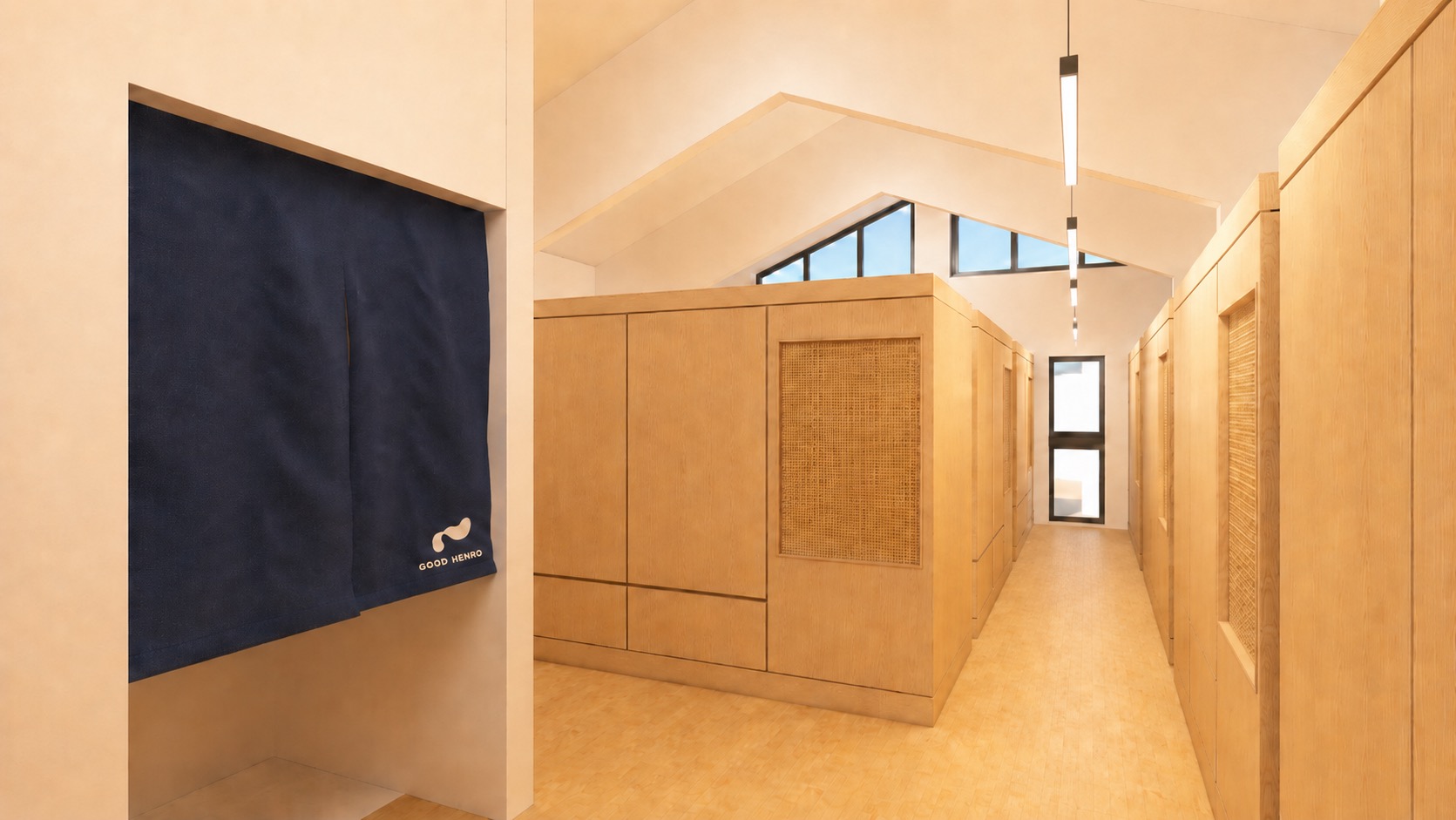GOOD HENRO HOSTEL T1 NARUTO 個室型ベッドが並ぶ2Fの宿泊室のイメージ